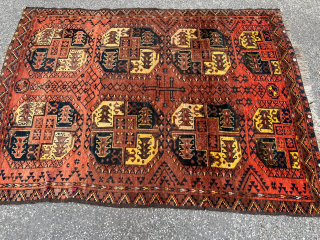 A lovely small antique Turkmen Ersari rug from the Amu Darya region. Size: 185x137cm / 6‘1ft by 4‘5ft http://www.najib.de You can also contact us through Whatsapp or telephone: +49 177 8850135  