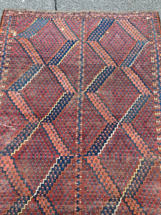 Antique Turkmen Ersari main carpet from the Amu Darya region. Age: 19th century. The carpet has some wear but is still very nice and reasonably priced. http://www.najib.de You can also contact us  ...
