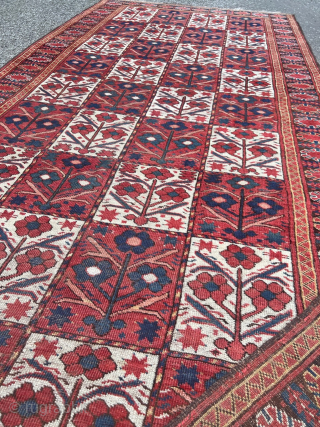 Antique Turkmen Beshir carpet, age: circa 1850. Origin: Amu Darya region.  Beautiful tree design with red and white field. Size: ca. 305x145cm / 10ft by 4’8ft http://www.najib.de     