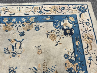 Antique Chinese Peking carpet, beautiful ivory field color. Size: 370x300cm / 12’3ft by 9’9ft http://www.najib.de                  