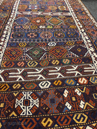 A very nice Kordi kilim from Khorassan province in Northeast Persia woven in Soumakh technique. Size: circa 210x108cm / 7ft by 3’6ft http://www.najib.de          