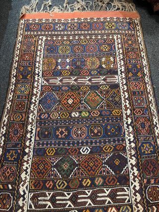 A very nice Kordi kilim from Khorassan province in Northeast Persia woven in Soumakh technique. Size: circa 210x108cm / 7ft by 3’6ft http://www.najib.de          