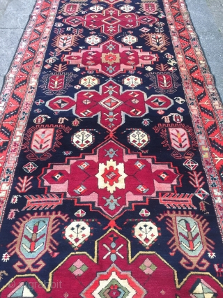 Antique Caucasian Karabagh runner, good condition, size: ca. 370x115cm / 12'2''ft x 3'8''ft                    