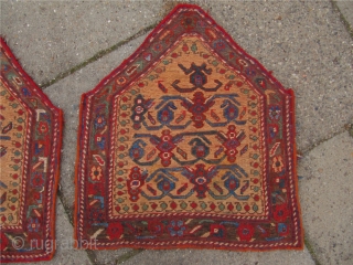 Rare pair of antique Afshar saddle covers. Woven in Sumakh technique. Nice collector´s item. Size: ca.64x58cm / 2'1''x 1'9''ft www.najib.de             