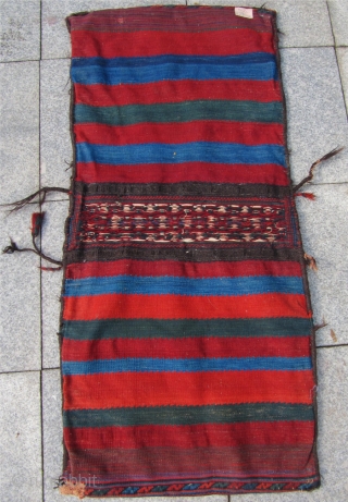 Antique Baluch Khorjin /doublebag woven in Sumakh technique. Size: 123x56 cm / 4ft x 1'8''ft www.najib.de                 