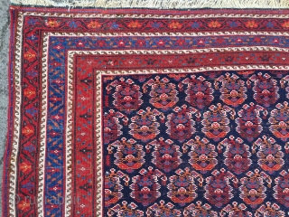 Large antique Afshar tribal rug from Southpersia with a very well drawn Boteh field pattern. Wool foundation, good quality. Size: ca. 305x165cm / 10ft x 5'5''ft some light wear, otherwise good overall  ...