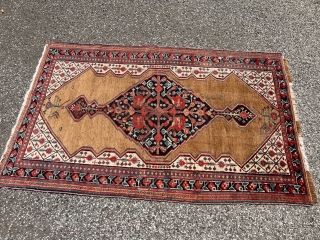 Antique Khamseh tribal rug from Southwest Persia, beautiful camel field color. Size: circa 130x80cm / 4’3ft by 2’6ft the rug has a small old repair in the middle. http://www.najib.de    