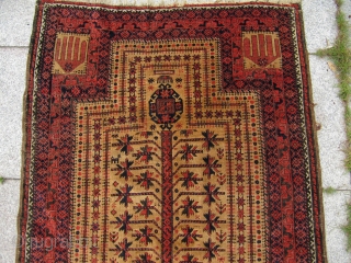 Antique camel ground Baluch prayer rug from North-East Persia , Khorossan province. Very good quality , lovely details like animals. Age : circa 1880 Size: ca 145cm x 85cm ( 4'8'' x  ...