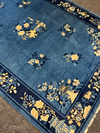 Antique chinese Peking rug, beautiful blue field color. Size: circa 240x160cm / 7‘9ft by 5‘3ft http://www.najib.de                 