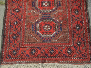 Antique Baluch rug , fine drawing , beautiful border , good condition, beautiful electric blue color. Size : ca 196cm x 117cm ( 6'5 3'9'' )       