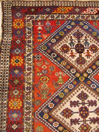 Antique Luri-Qashqai tribal rug from Southwest Persia with a happy design full of people and animals. 19th century. Size: 275x150cm / 9ft x 5ft  www.najib.de       