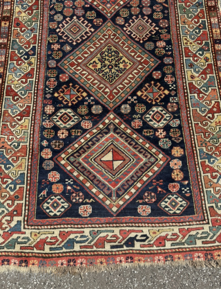 A very old Caucasien Shahsavan (?) rug from an old German collection. Beautiful colors, lovely details. Size: circa 255x116cm / 8‘4ft by 3‘9ft  http://www.najib.de        