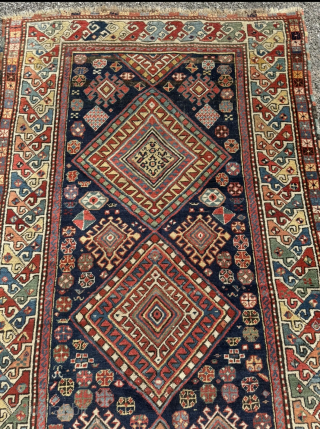 A very old Caucasien Shahsavan (?) rug from an old German collection. Beautiful colors, lovely details. Size: circa 255x116cm / 8‘4ft by 3‘9ft  http://www.najib.de        