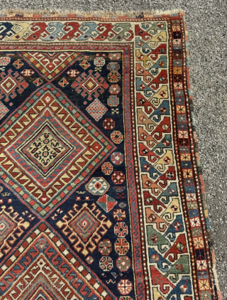 A very old Caucasien Shahsavan (?) rug from an old German collection. Beautiful colors, lovely details. Size: circa 255x116cm / 8‘4ft by 3‘9ft  http://www.najib.de        