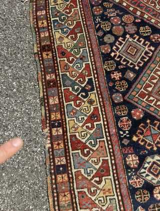 A very old Caucasien Shahsavan (?) rug from an old German collection. Beautiful colors, lovely details. Size: circa 255x116cm / 8‘4ft by 3‘9ft  http://www.najib.de        