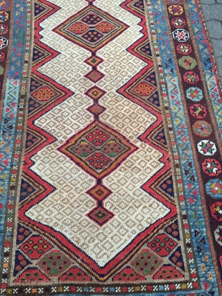 Very decorative antique Kurdish tribal runner,19th century size: ca. 435x102cm / 14'3''ft x 3'3''ft wool on wool, sides and ends rebound.            