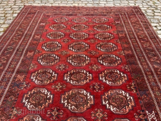 A very large antique Turkmen carpet from the Amu Darya region / North-Afghanistan. Size: circa 660x325cm / 21’6ft by  Age: 10’7ft , age: circa 1900. http://www.najib.de      