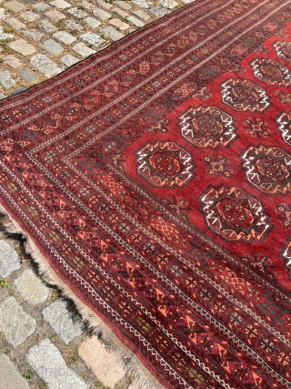 A very large antique Turkmen carpet from the Amu Darya region / North-Afghanistan. Size: circa 660x325cm / 21’6ft by  Age: 10’7ft , age: circa 1900. http://www.najib.de      