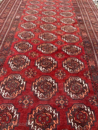 A very large antique Turkmen carpet from the Amu Darya region / North-Afghanistan. Size: circa 660x325cm / 21’6ft by  Age: 10’7ft , age: circa 1900. http://www.najib.de      