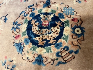 Antique Chinese Peking carpet, dragon center medallion. Size: circa 270x185cm http://www.najib.de                      