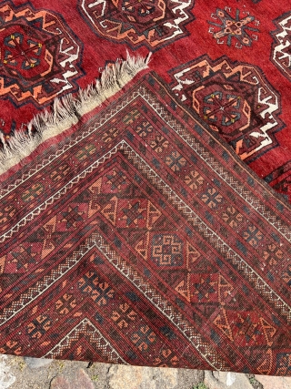 A very large antique Turkmen carpet from the Amu Darya region / North-Afghanistan. Size: circa 660x325cm / 21’6ft by  Age: 10’7ft , age: circa 1900. http://www.najib.de      