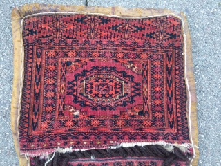 Antique Turkmen Tekke Khorjin / double bag with embroidered backside , size: ca. 80x40cm / 2'6''ft x 1'3''ft               