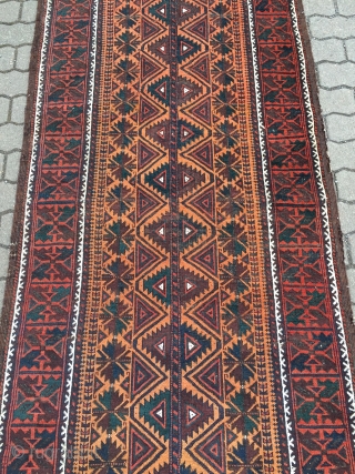 rare antique Baluch runner, size: ca 370x93cm / 12'2'' x 3ft
                      