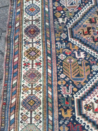 Antique Shekarlu Qashqai tribal rug from Southwest-Persia with lots of birds and animals, age: circa 1900. size: ca. 235x135cm / 7'7''ft x 4'4''ft www.najib.de         