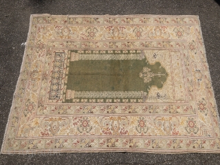 Fine antique Turkish Panderma prayer rug, beautiful mint green field color. Size: 165x125cm / 5'4''ft x 4'1''ft                