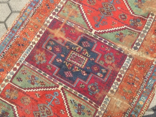 Antique East-Anatolian Yoruk Kurdish rug with archaic design and beautiful colors, age: early 19th century. Size: 192x137cm / 6'3''ft x 4'5''ft Due to its high age this rug has some damage but  ...