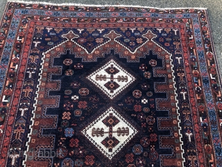 Antique Afshar rug from Southpersia, size: 200x165cm / 6'6''ft by 5'4''ft, lower pile in the middle, otherwise good condition.              