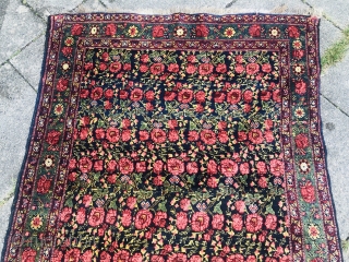 Bed of roses: Antique Kurdish Bidjar Gerus rug, age: 19th century. Beautiful colors including a very nice pistachio green. Wool foundation, size: ca.200x130cm /  6'6''ft by 4'3''ft     