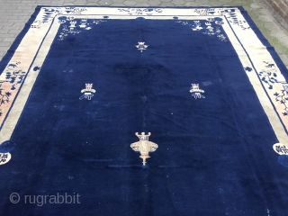 Estate find: Antique oversize Chinese Peking rug, very decorative, size: 520x303cm / 17'1''ft x 10ft , used original condition, some localized wear and old repairs, still very decorative.
     