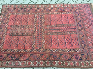 Antique Turkmen Ersari Ensi with beautiful Elem (skirt), size: ca. 205x140cm / 6'8'' x 4'6''ft                  