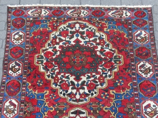 Colorful Persian Bakhtiary rug with lots of flowers and birds, age: circa 1920, size: ca. 205x150cm / 6'7''ft x 5ft
             