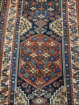 Antique Afshar runner from South-Persia. Size: 290x103cm / 9‘6ft by 3‘4ft a little bit reduced at the ends, still a beautiful piece           