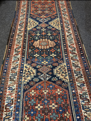 Antique Afshar runner from South-Persia. Size: 290x103cm / 9‘6ft by 3‘4ft a little bit reduced at the ends, still a beautiful piece           