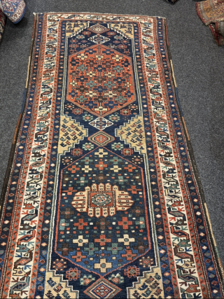 Antique Afshar runner from South-Persia. Size: 290x103cm / 9‘6ft by 3‘4ft a little bit reduced at the ends, still a beautiful piece           