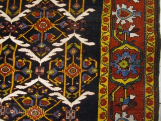 Antique Bakhtiary rug, age:circa 1880, wool on wool foundation. Beautiful colors and glossy, shiny wool. Good condition. Size: 405x190cm / 13'3''ft x 6'3''ft www.najib.de         