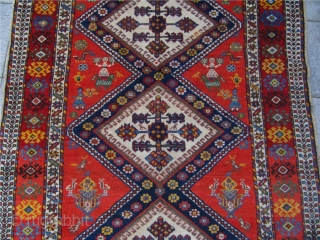 Antique Southwest-Persian Luri-Qashqai tribal rug. Lovely details like people and animals. 19th century. Size: 275cm x 150cm / 9'1'' x 5'' www.najib.de           