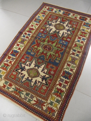 ref: S613 /  Kuba Lesghi Caucasian antique rug, 19th century, perfect condition
size: 170 X 105  /  5' X 3'           