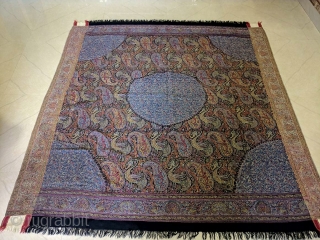 Extremely rare antique moon shawl 1800 century in excellent condition. It has large peacock figures all over the moon shawl and each peacock measures 4.5 inches. And moon shawl size is 180  ...