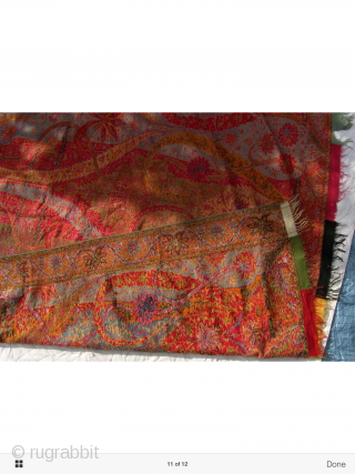 A rare Indian antique Kashmir shawl with multiple vibrant colours                       