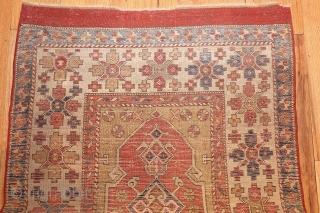 Antique Bergama Rug 44443, Size; 3' x 4'6", Origin: Turkey, Circa: 18th Century - Here is an exciting and dynamic antique Oriental rug - an antique Bergama rug that was woven in Turkey  ...