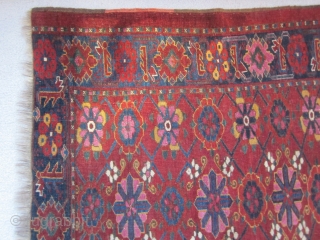 Ersari Turkmen wedding juval, late 19th  C., 36 by 68 inches, Please note the rich color palette, and the many silk inserts with cochineal dye. A strong, glamorous piece   