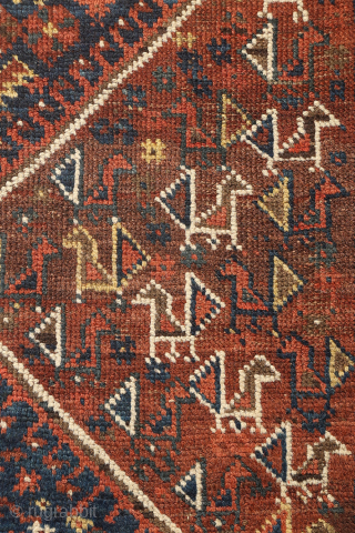 A close inspection of this antique Arab rug woven in the Shiraz area reveals a fascinating design. At first glance, it appears to be a typical example of the Arabs from Fars  ...