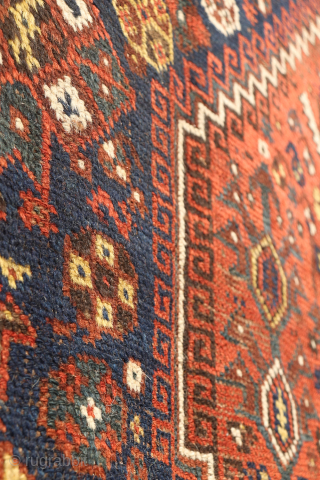 A close inspection of this antique Arab rug woven in the Shiraz area reveals a fascinating design. At first glance, it appears to be a typical example of the Arabs from Fars  ...