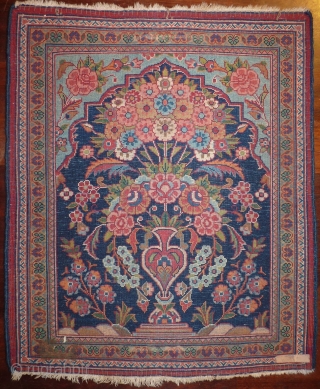 Kashan pushtie with fine tight weave, 64x54cms, early 20th c. excellent original condition.                    