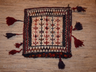 Bakhtiari chanteh, 37x36cms, cotton ground with overstitched motifs,                         