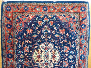 Kashan pushti, 77x57cms, tightly woven, well drawn, floral piece, very good condition with one small area of damaged low pile to one corner (see photo, recently washed with good result.   